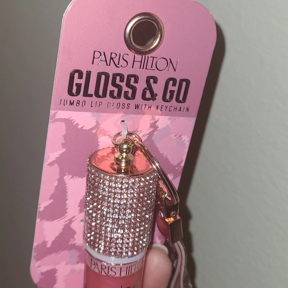 Paris Hilton Gloss & Go Lip Gloss Keychain - Coral Orange with Gold Accents